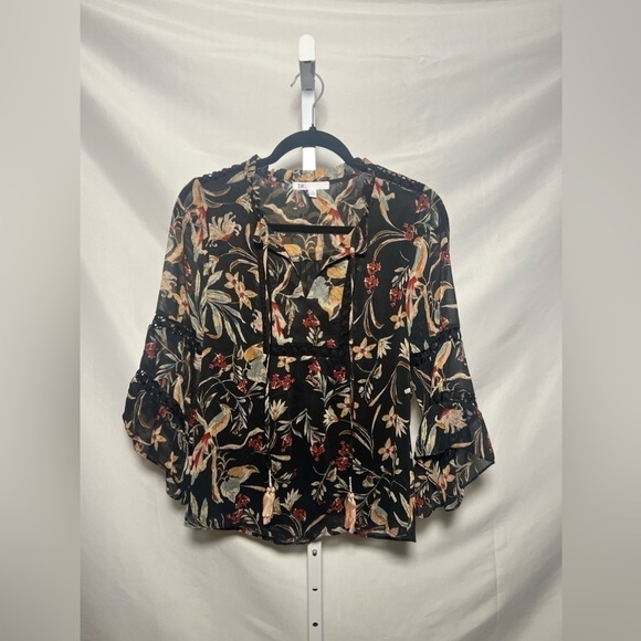 DR2 Floral Bell Sleeve Peasant Blouse Top - Picture 3 of 9